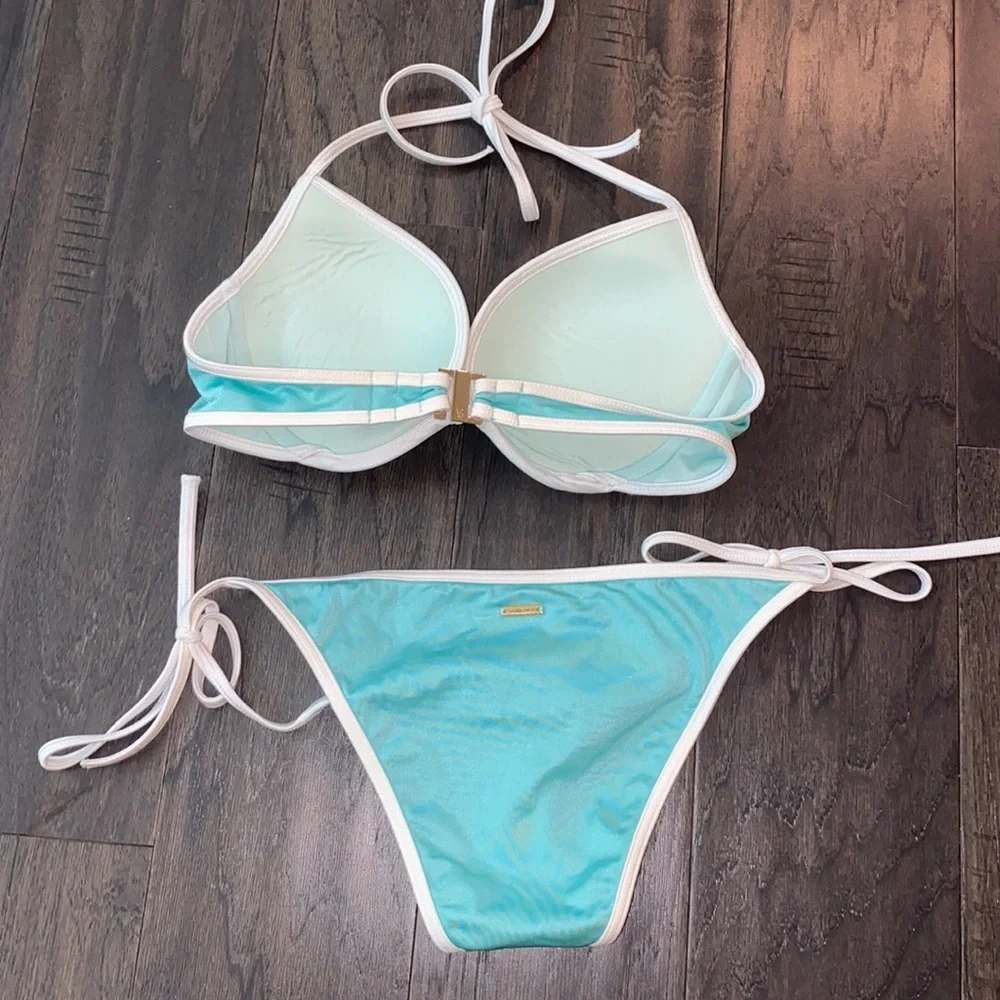 Victoria’s Secret String Bikini - Aqua and White - Picture 2 of 5